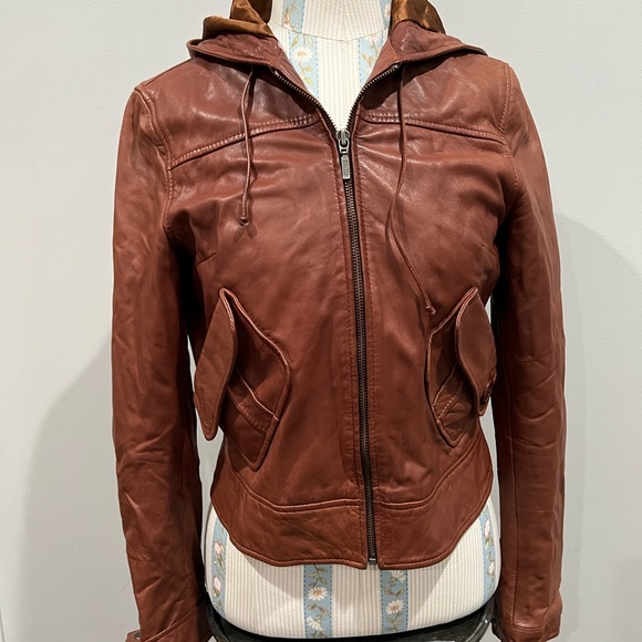 Kenna T 100% Leather Jacket w/Hood - Picture 1 of 8